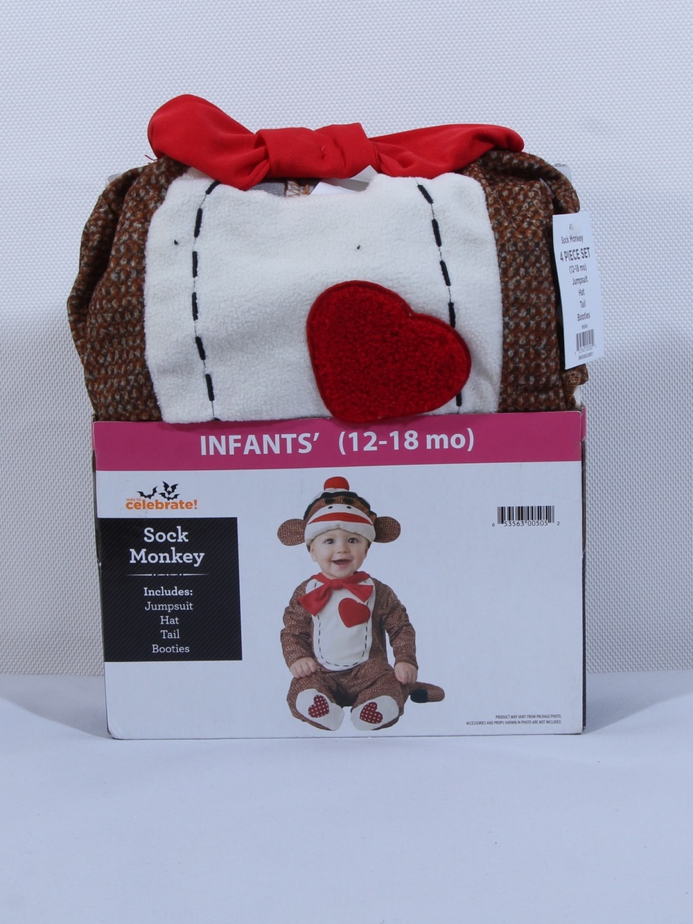 Way to Celebrate! Infant 4-piece Sock Monkey Costume NWT